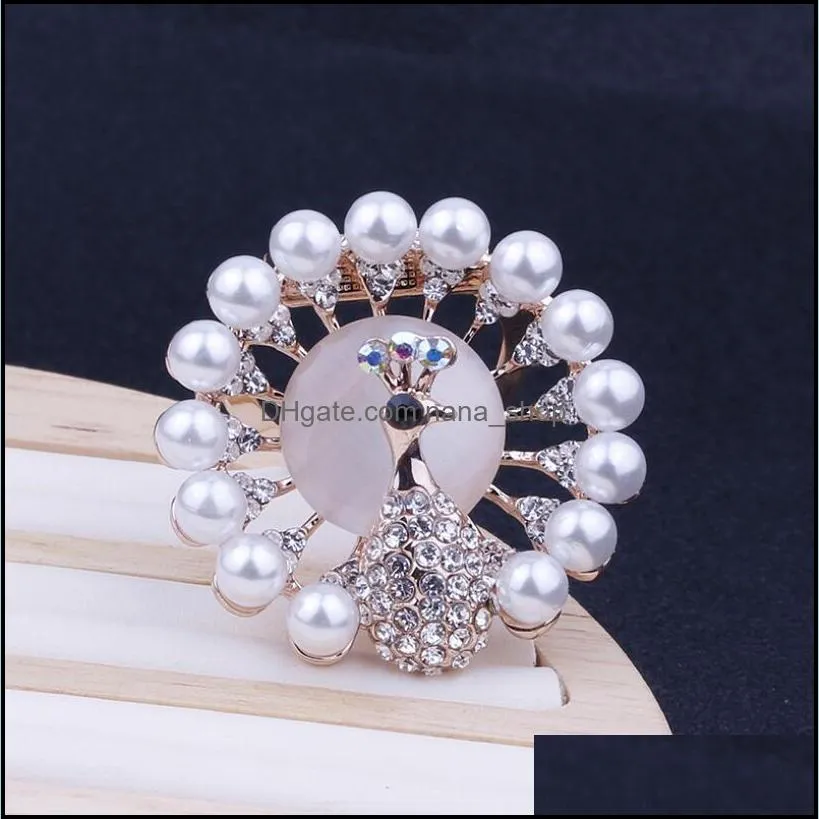 lovely pearls scarf buckle brooch crystal brooches for women accessories golden silver color cape button broches fashion jewelry