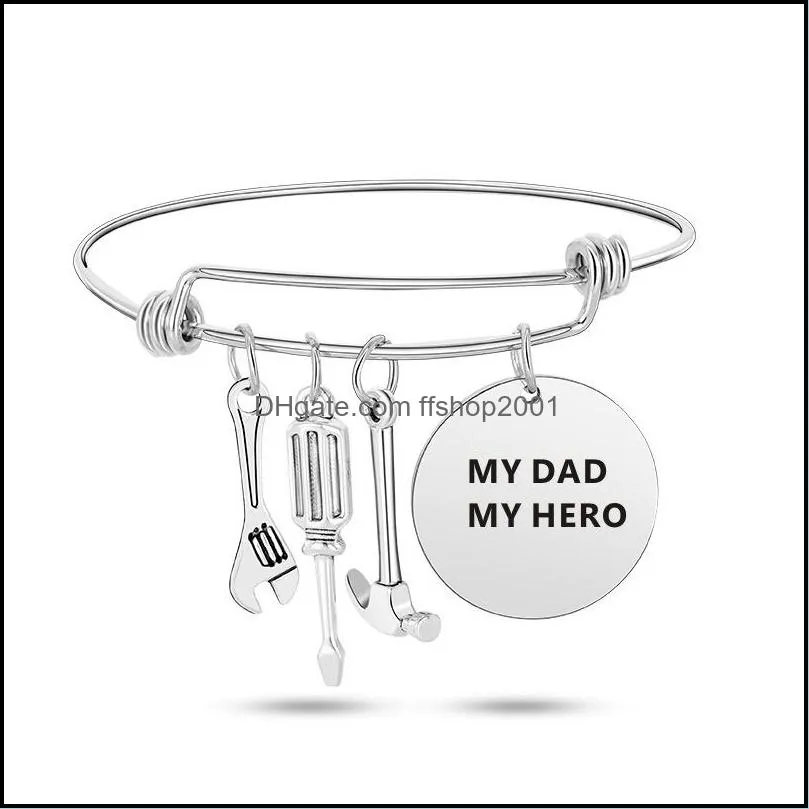 i love my dad my hero letter bracelet for mens tools charm expandable wire wrap bangle fashion fathers day jewelry gift