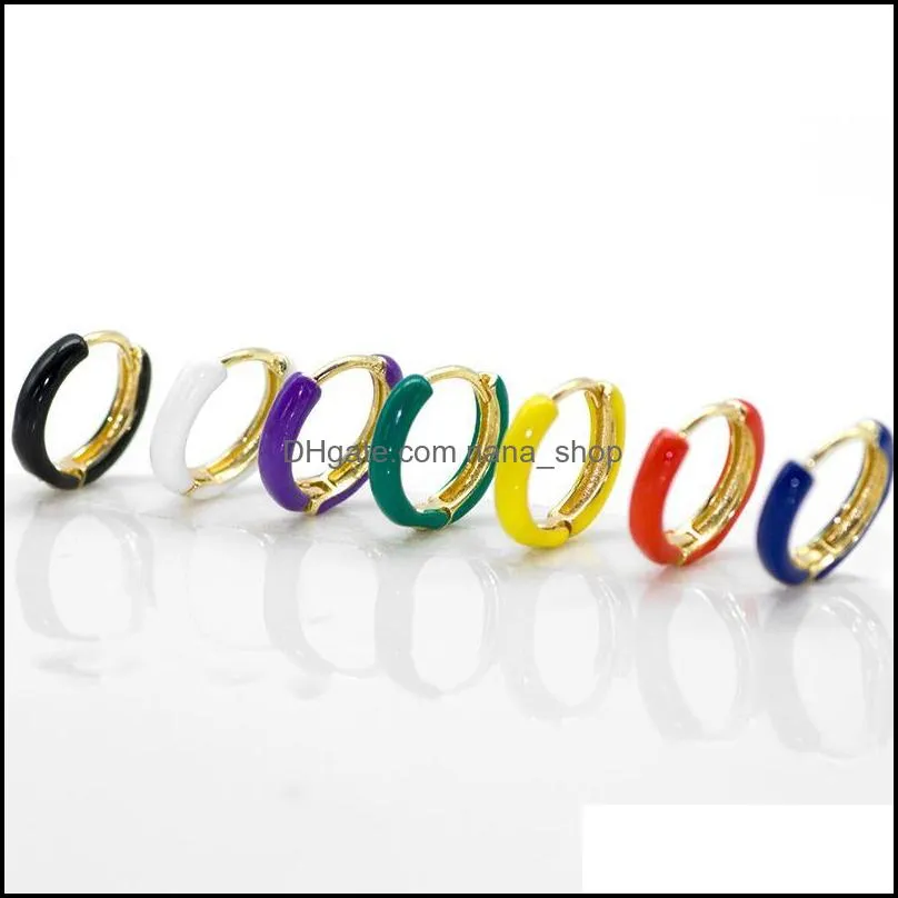 diy fashion 26 english alphabet small hoop earrings for women gold earrings dripping oil multicolor copper huggie gift