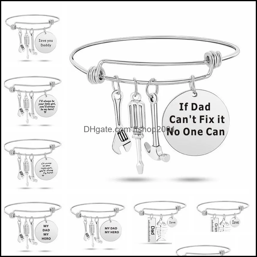 if dad cant fix it no one can letter bracelet for mens tools charm expandable wire wrap bangle fashion fathers day jewelry gift