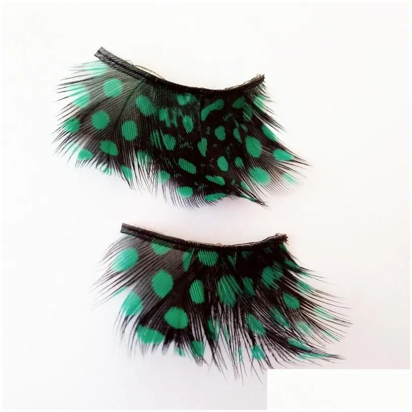 false eyelashes pair feather dot extension makeup eye lashes halloween xmas show masquerade exaggerated colorful lashesfalse