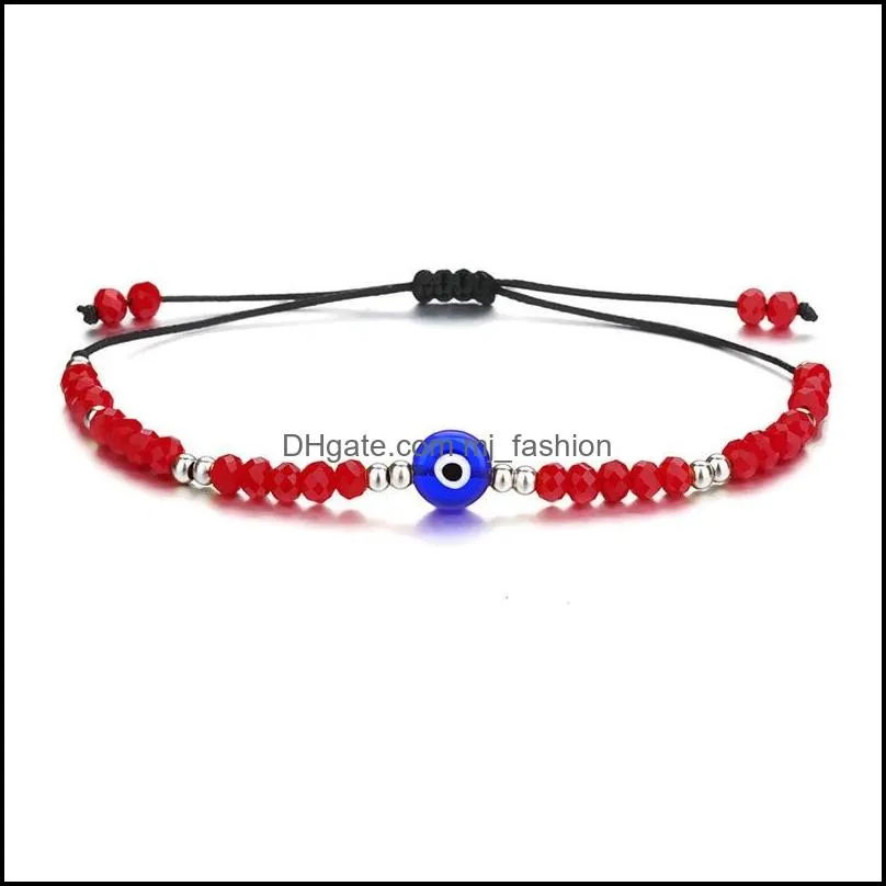 braided evil blue eye bracelet handmade jewelry colorful crystal beads bracelets for women girl 2247 t2