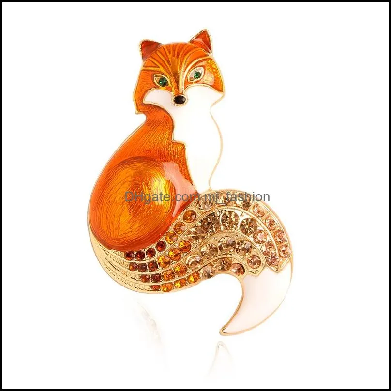 cute fox brooch alloy rhinestone animal brooch corsage coat cardigan accessories for friends 426 h1