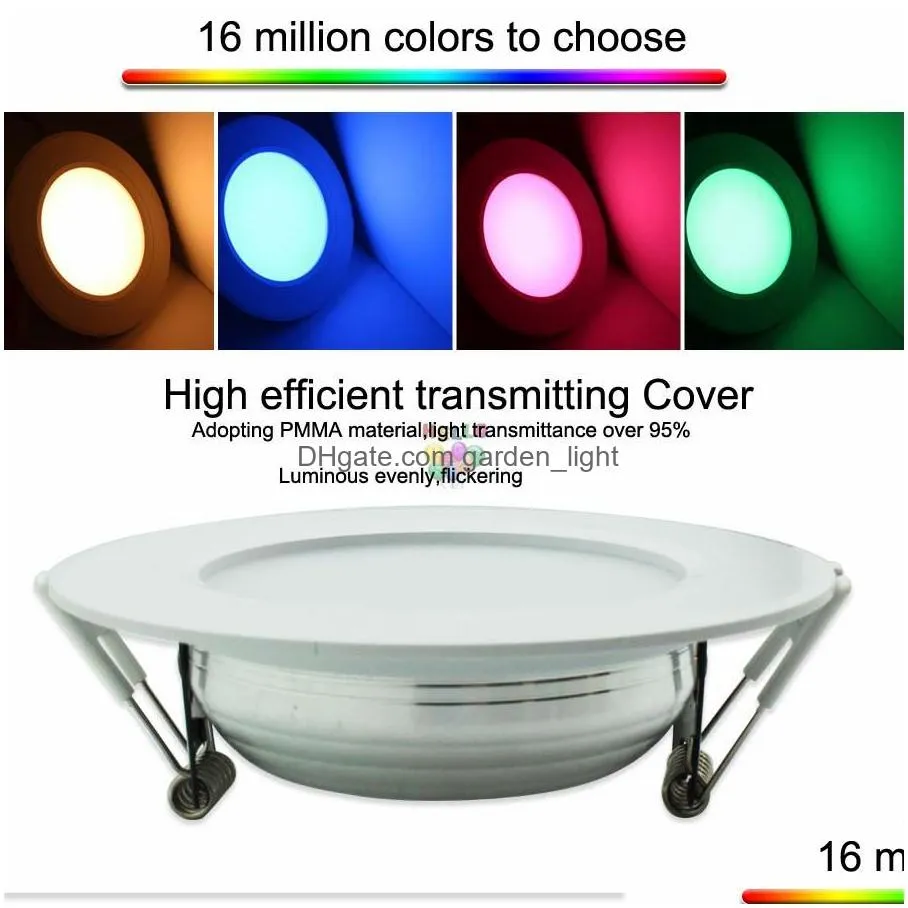 12w milight led panel dimmable led downlight ac85265v rgbaddcct indoor room kitchen lighting add2.4g rf wireless remote control