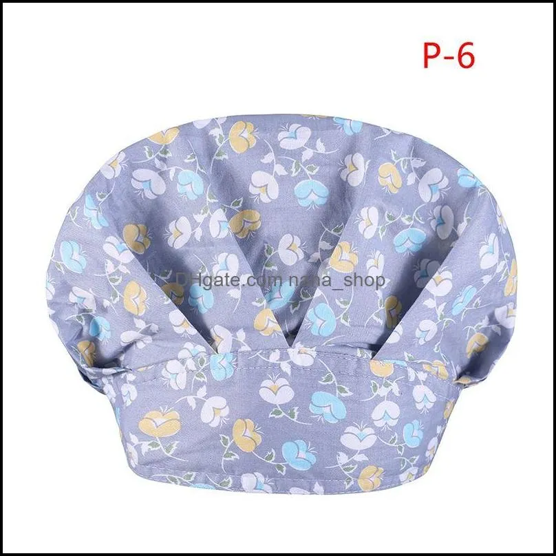 breathable sweatabsorbent nurse scrub dust cap cartoon floral printing frosted puffy hat health workers puffy hats