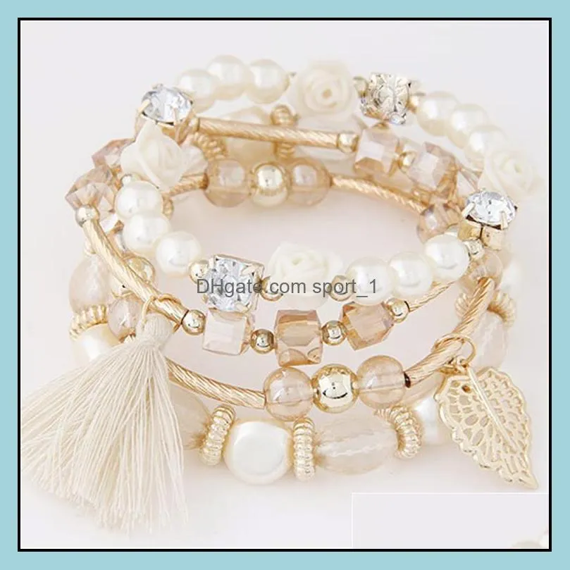 bohemian beaded bracelets for women crystal strand bangle fashion multilayer stretch bracelet valentines day gifts dhs