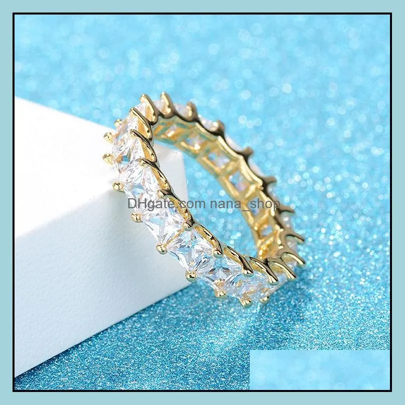 single row zircon round ring for men women hip hop jewelry engagementfashion wedding band rings q334fz