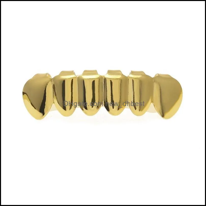 real shiny 14k gold plated grills top bottom bar hip hop 2 row mouth upper lower teeth