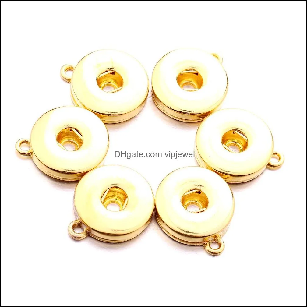 silver gold alloy 18mm ginger snap button base charms for snaps bracelet earrings necklace diy jewelry accessory
