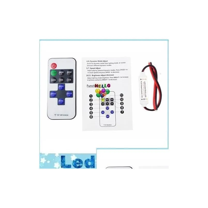 delicate single color remote control dimmer dc 12v 11keys mini wireless rf led controller for led strip light