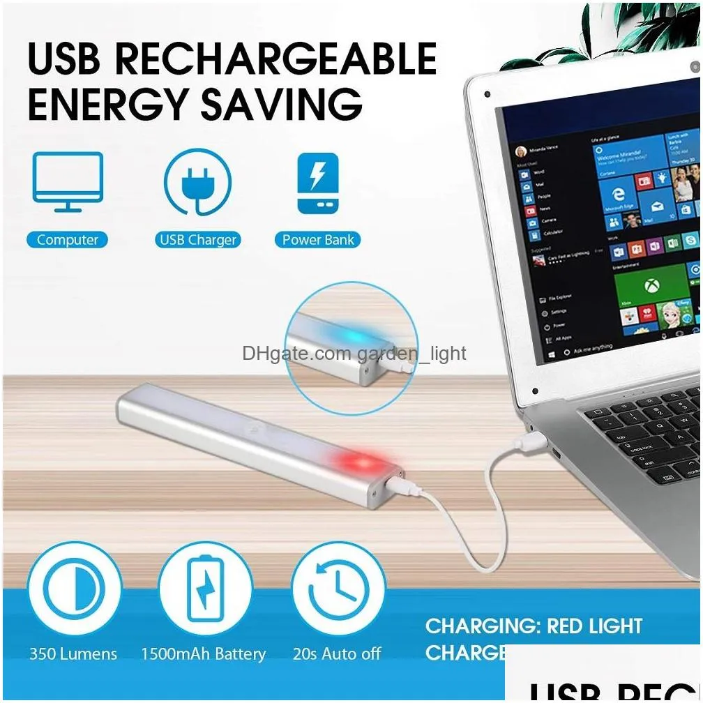 30 led rechargeable closet light dimmable wireless motion sensor led under cabinet lighting usb rechargeable