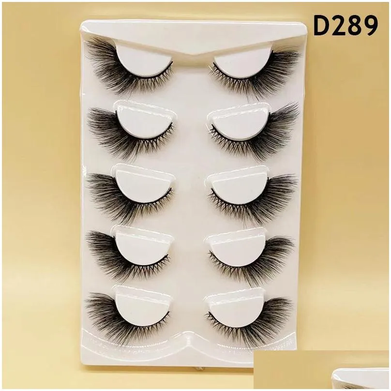 false eyelashes 5pairs faux handmade 3d winged natural long lashes soft cat eye fake eyelash for makeup tool lash extensionfalse