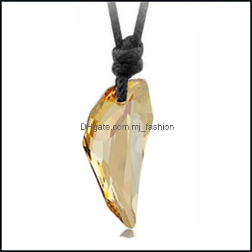 multicolor fangs shape crystal pendant men women european wolf teeth long rope chain necklaces couples jewelry 20211224 t2