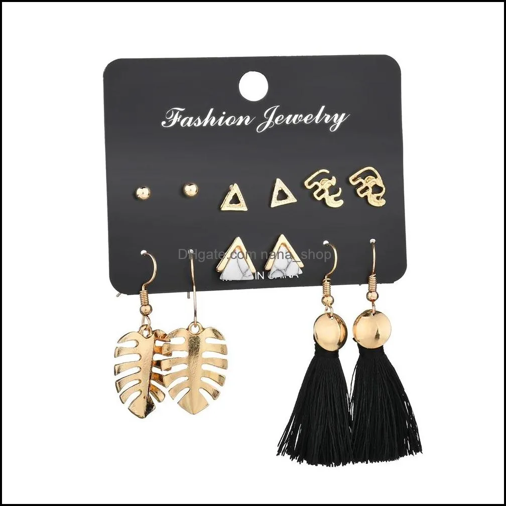 fashion tassel earrings set women girls drop dangle earring charm pearl stud for party jewelry accessories gift c86fz