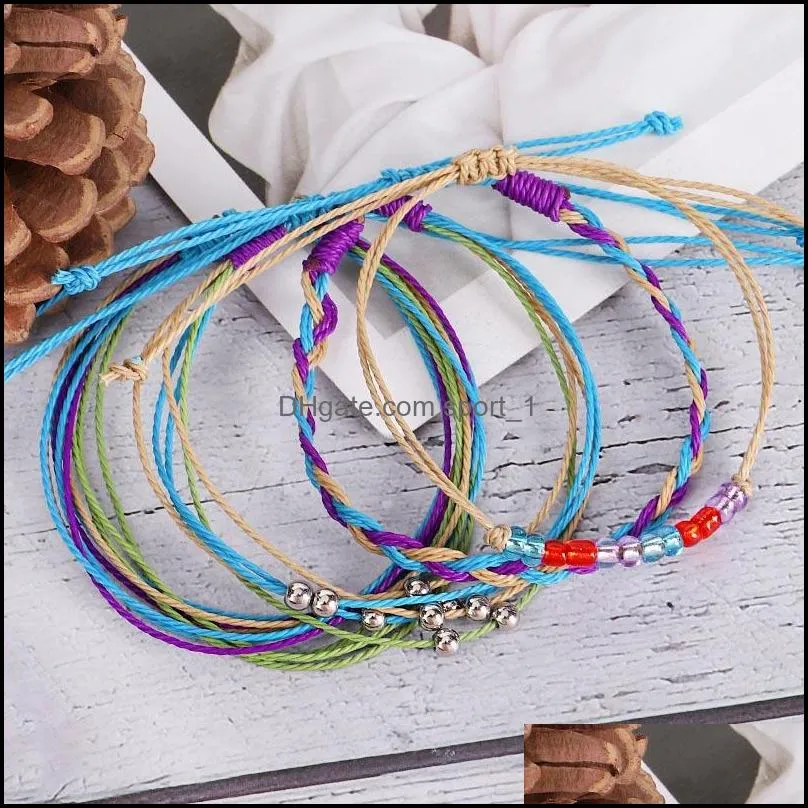 bohemian handmade bracelet waterproof women men coated braided rope beach jewelry adjustable friendship bracelets dhs