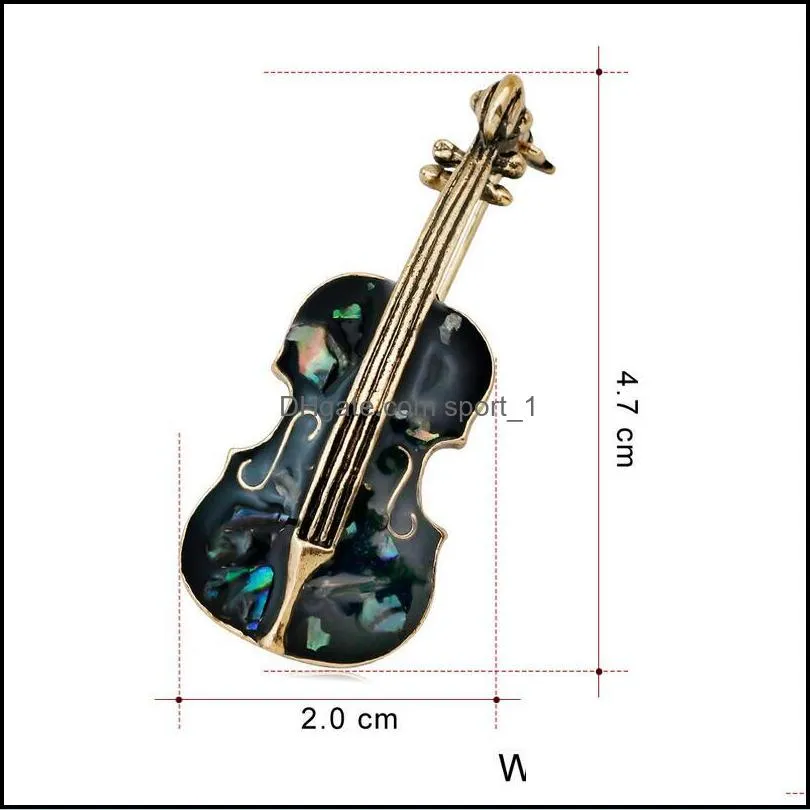 unisex musical instruments violin maple leaf brooches for women enamel pins coat collar brooch