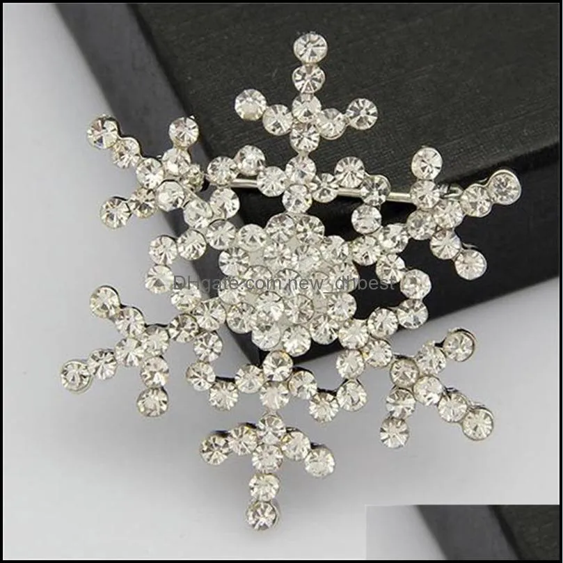 womens winter snowflake clear brooch pin wholesale