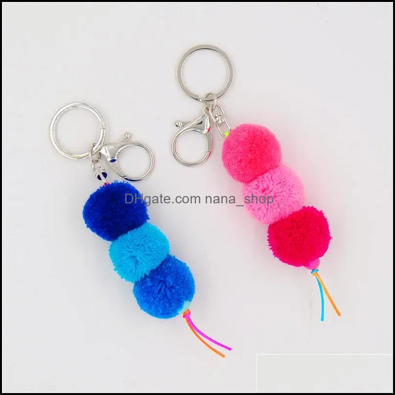 handmade pompom keychain vintage bohemian accessories tassel hand bag hanging key chains for women gift y458z