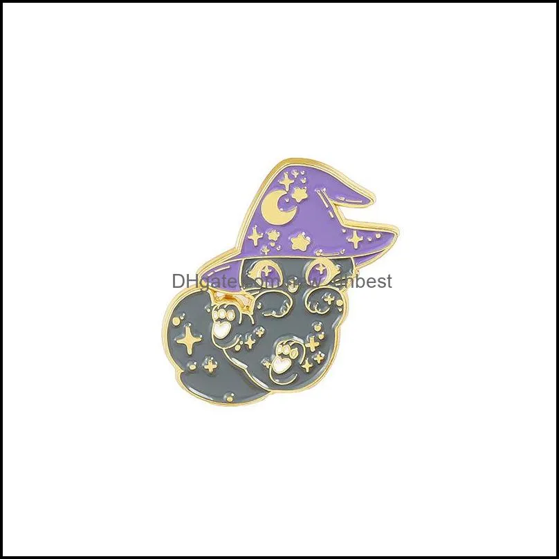 animal wizard cat alloy collar brooches cartoon cute kiity planet badge jewelry accessories enamel moon clothing hat girls pins 1883