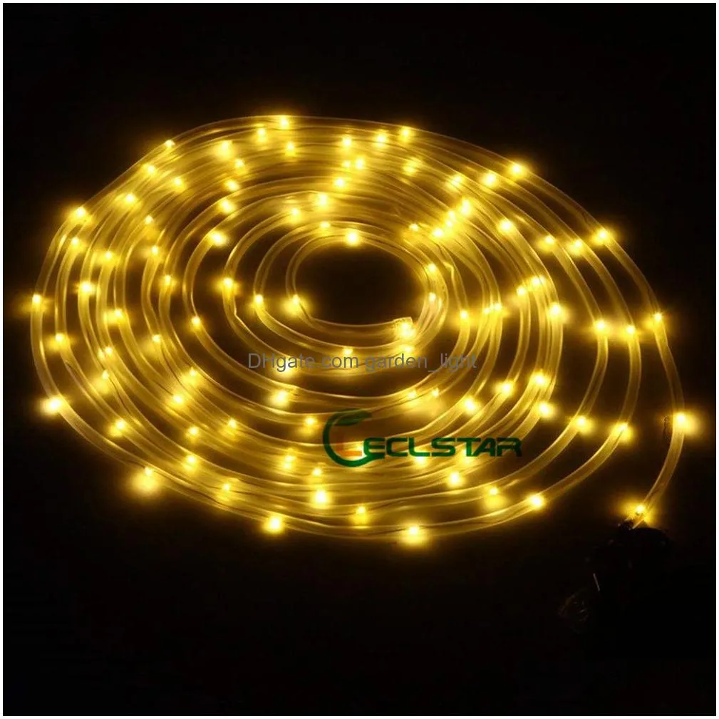 7m 12m 50/100leds solar led string lights outdoor rope tube led string solar powered fairy lights for garden fence landscape