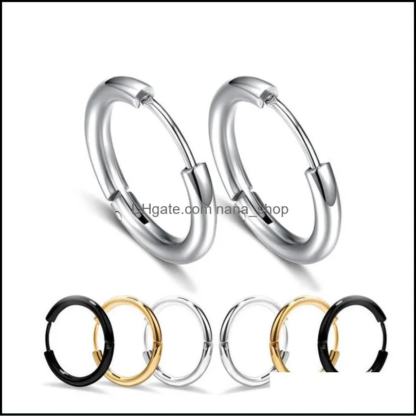 1 piece women man stainless steel small hoops earring piercing ear cartilage tragus simple thin circle antiallergic buckle