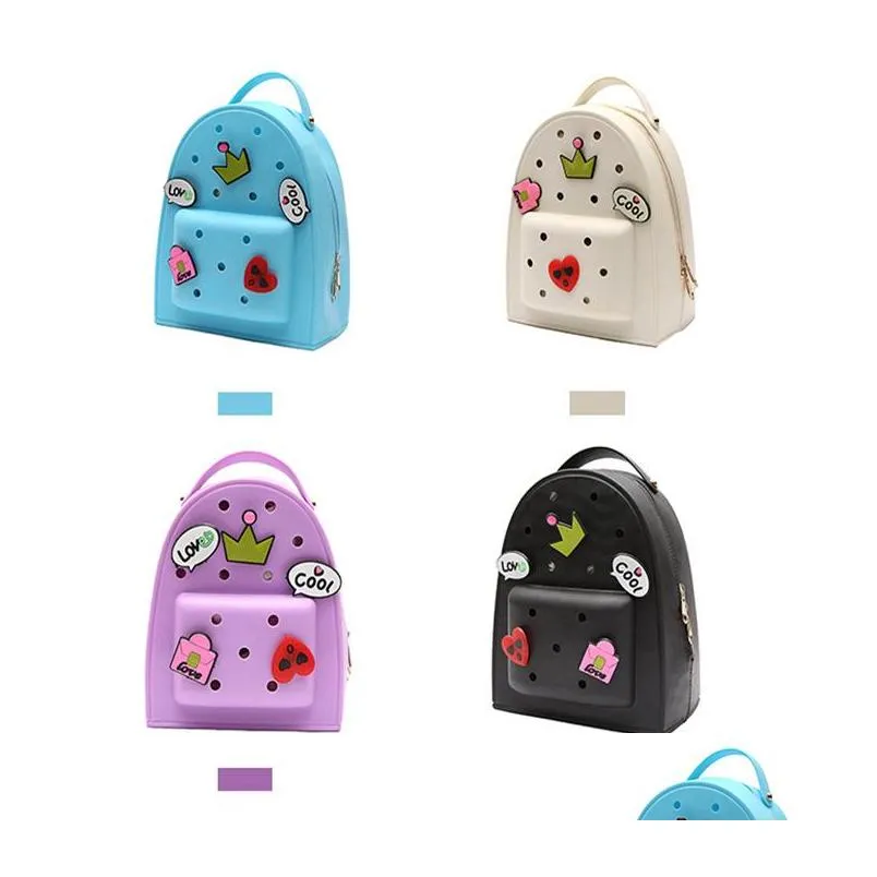 customized unique shaped useful silicone school bags design waterproof silicone backpack with cute candy color 2pcs set big and