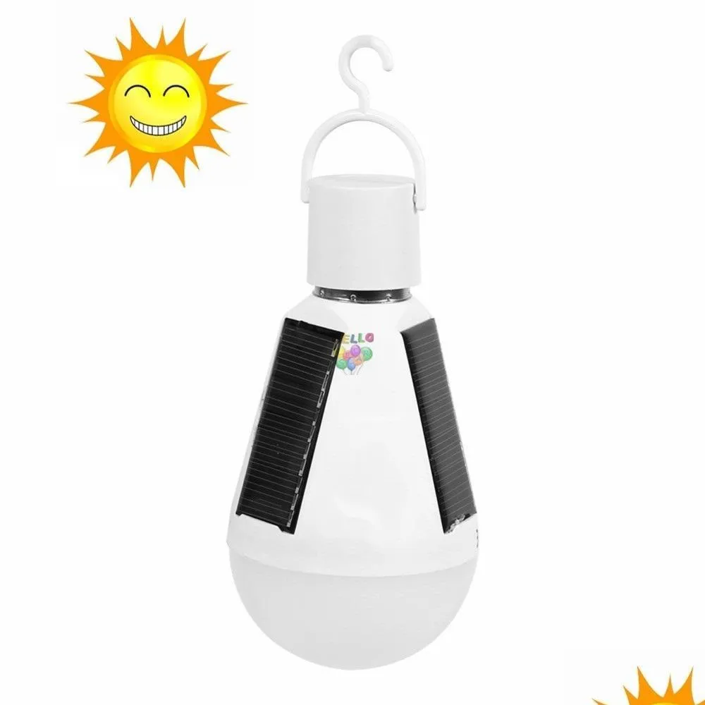 ship in 1 day add 7w e27 hanging solar energy rechargeable emergency led bulb light daylight ip65 waterproof solar panels powered night