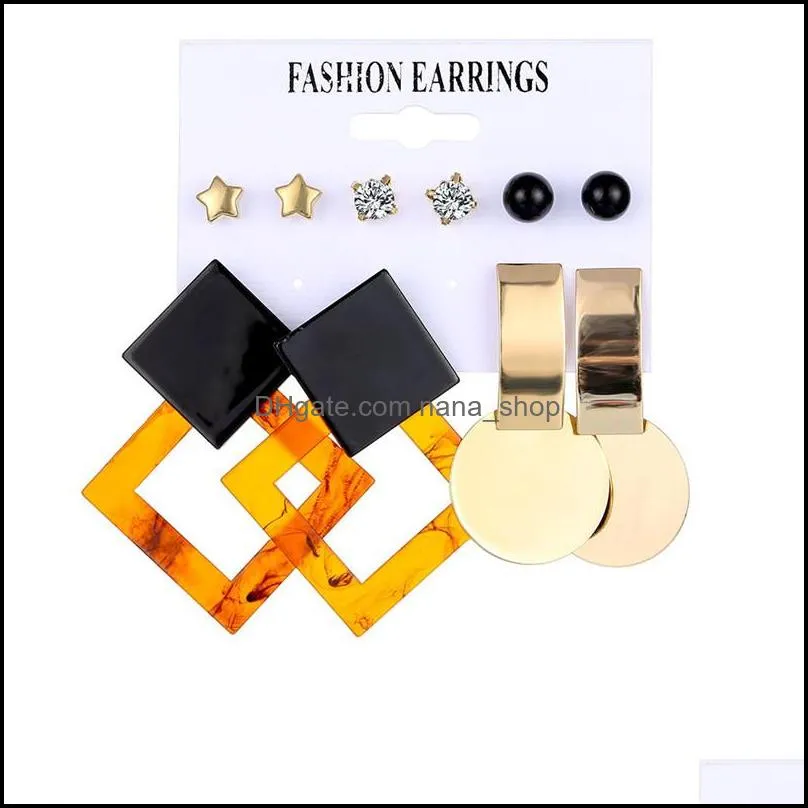 fashion bohemian tassel earrings geometry dangle studs for women girl acrylic hoop earring jewelry party favor dhs k39fa