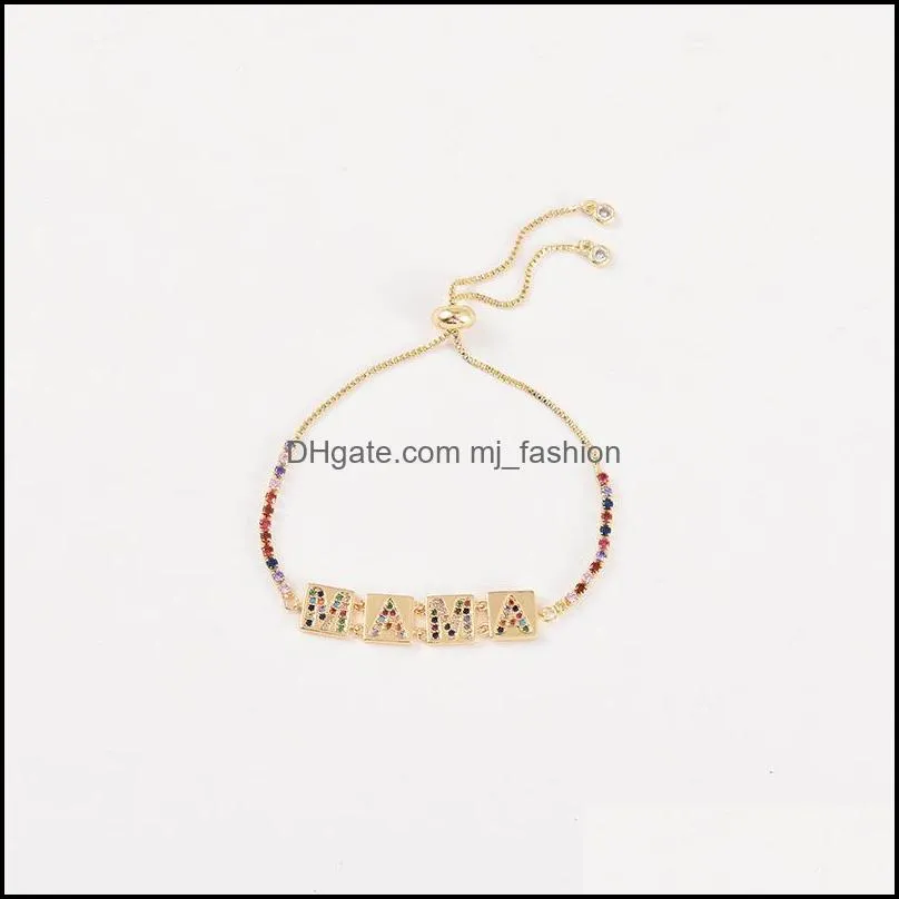 bohemia vinatge gold color bangle bracelets for women colorful crystal mama pendant bracelet wedding fashion jewelry gift charm 3378