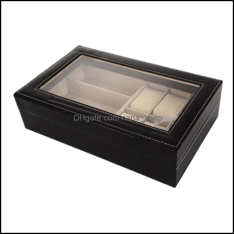 creative leather 6 watch boxes jewelry case and 3 piece eyeglasses storage sunglass glasses display case organizer