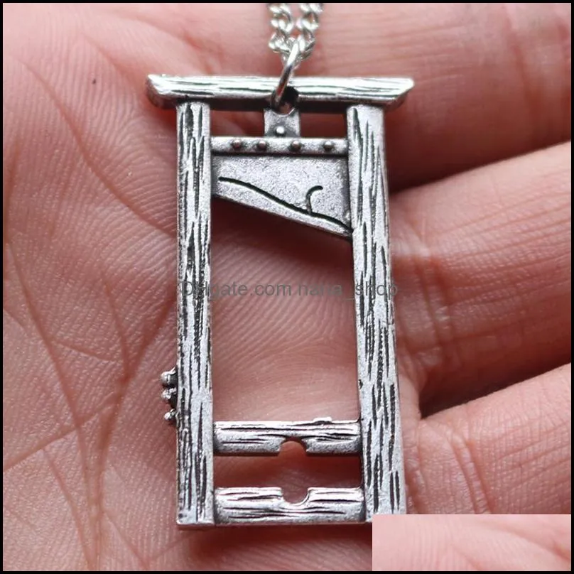 personality men guillotine necklaces vintage jewelry french revolution creepy halloween art pendant necklace gifts