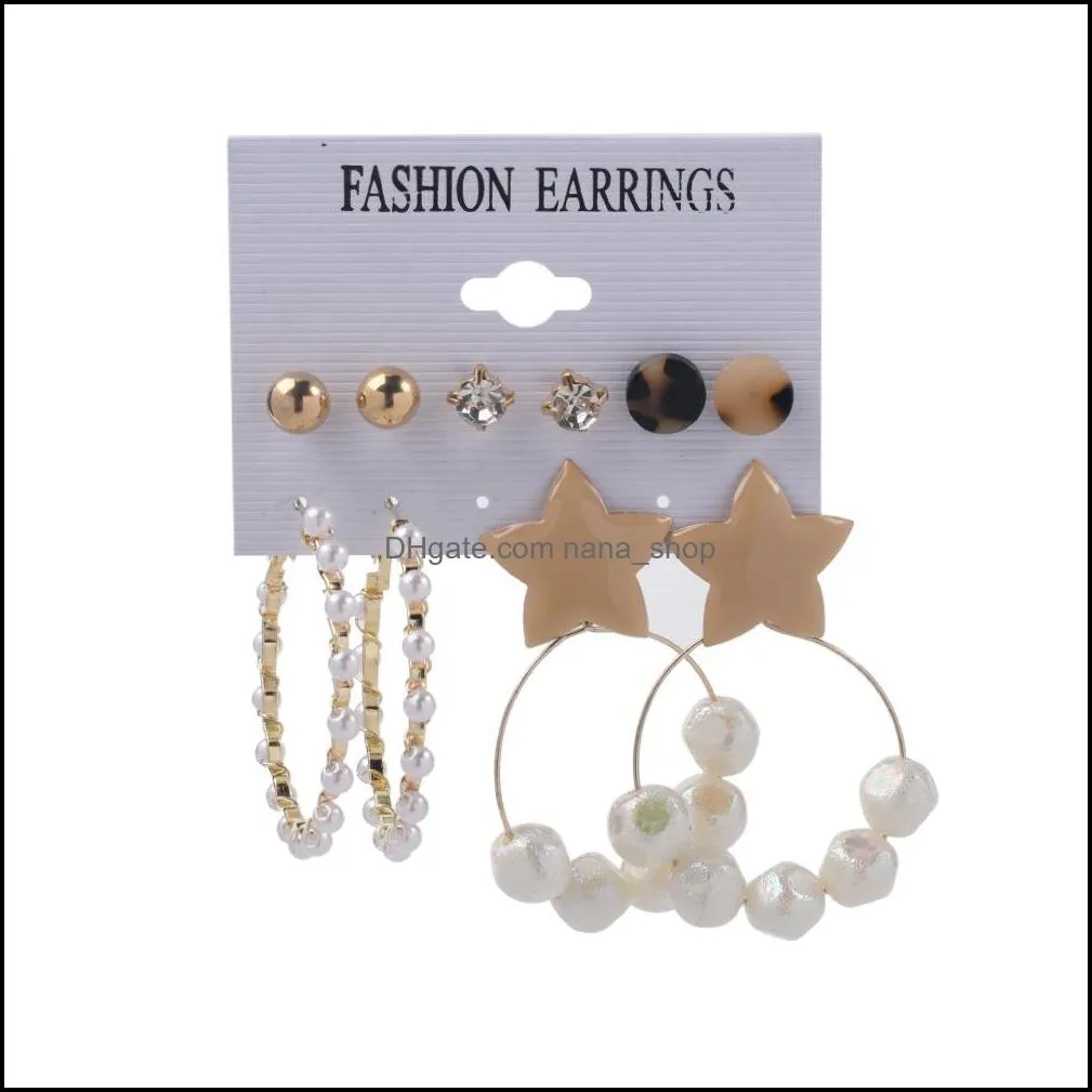 fshion faux pearl hoop dangle earrings for women lightweight open large circle round beaded stud earring brides jewelry dhs