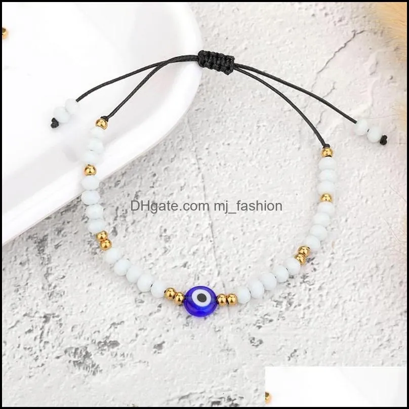 braided evil blue eye bracelet handmade jewelry colorful crystal beads bracelets for women girl 2247 t2