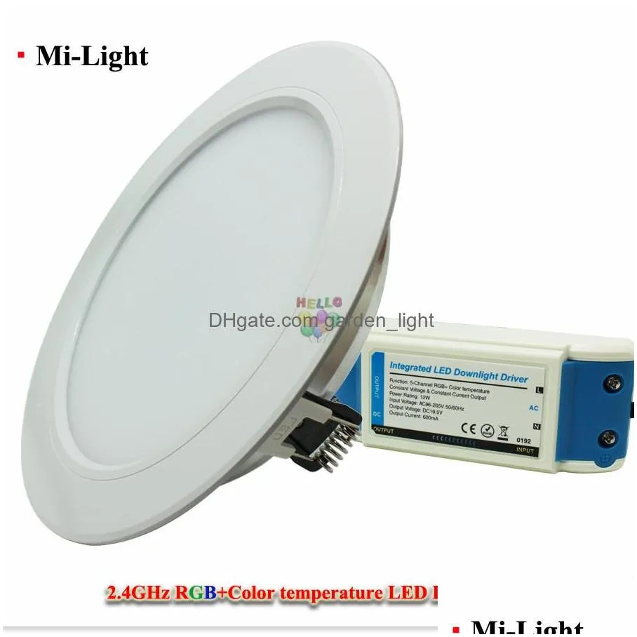 12w milight led panel dimmable led downlight ac85265v rgbaddcct indoor room kitchen lighting add2.4g rf wireless remote control