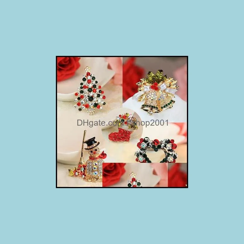 fashion 10 styles christmas ladies brooches pin boot bell snowman reindeer brooch pins sleigh wreath diamante brooches wholesale china