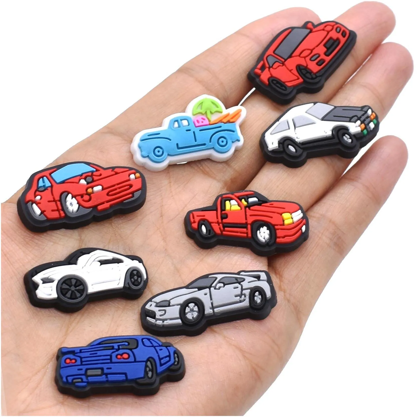  cute different car shoe charms saloon car racing van shoe decorations fit christmas gift for kids