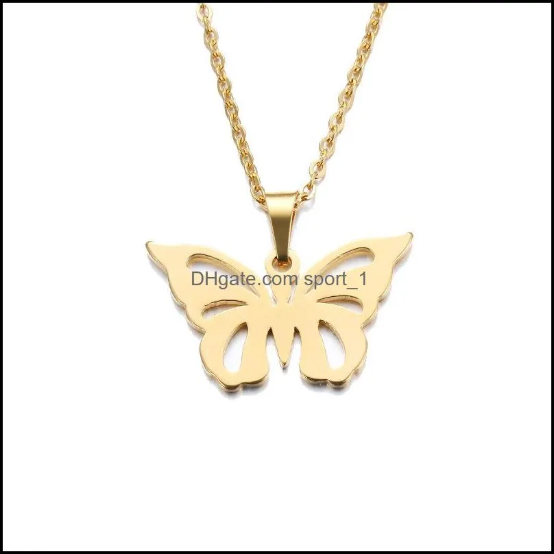 fashion stainless steel butterfly necklace personalized v letter gold feather choker elephant necklaces pendant gift