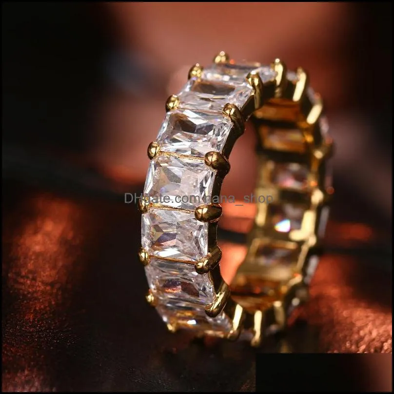 hip hop single row crystal diamonds finger ring bling cubic zirconia rings for wedding accessories q337fz