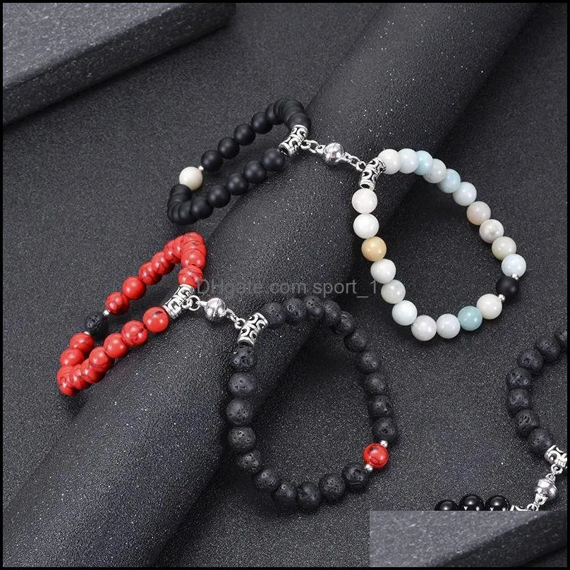 magnetic couple bracelet for women men loves charm beads matching bracelets natural volcanic stone bangle q407fz