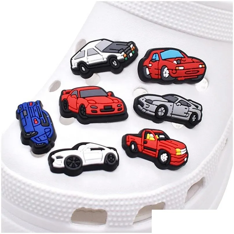  cute different car shoe charms saloon car racing van shoe decorations fit christmas gift for kids