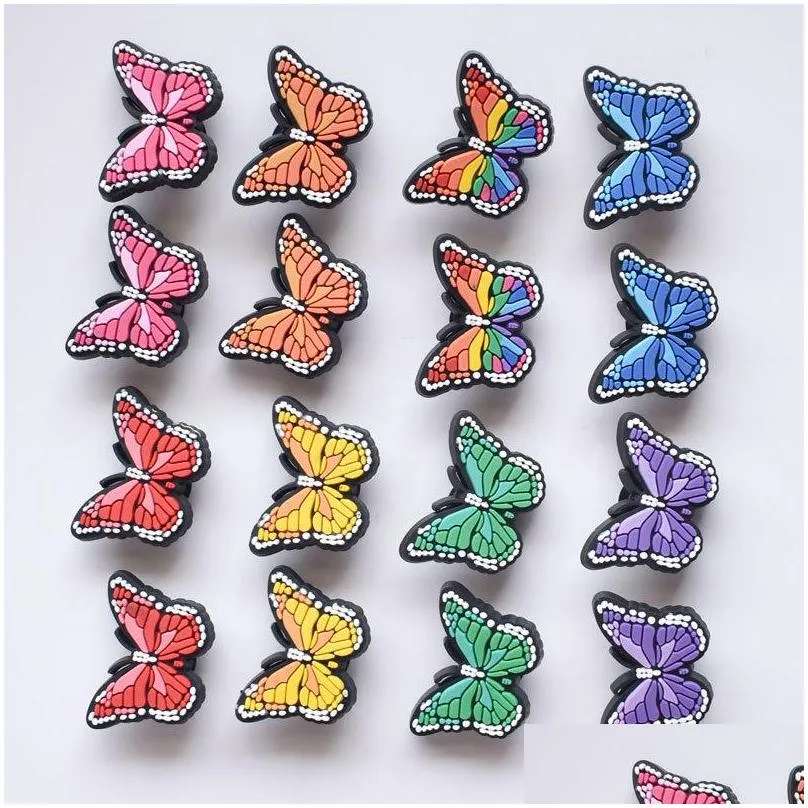 wholesale butterfly croc charms pvc shoe buckcle decoration clog accessories birthday party gift for children teen girl