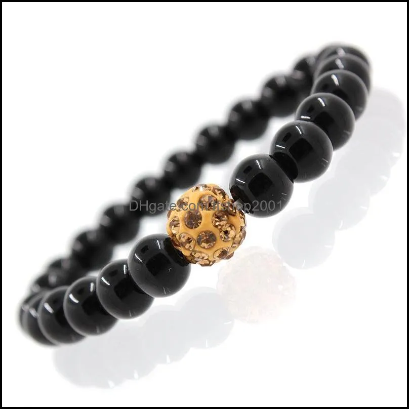 fashion lava rock beads bracelets women black high polished matte crystal men beaded bangle clay crystal charms bracelet jewelry for