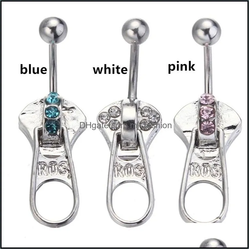 zipper punk style belly button ring nail body jewelry piercing fashion navel bell buttons rings c3