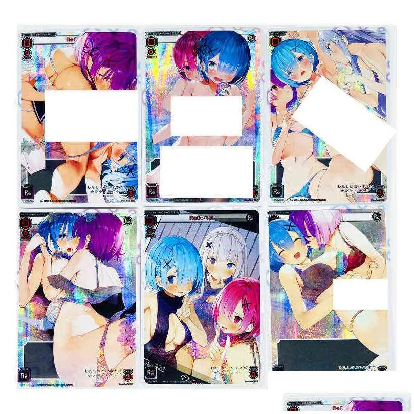 card games 18pcs/set rem ram life in a different world from zero sexy no.5 toys hobbies hobby collectibles game collection anime cards