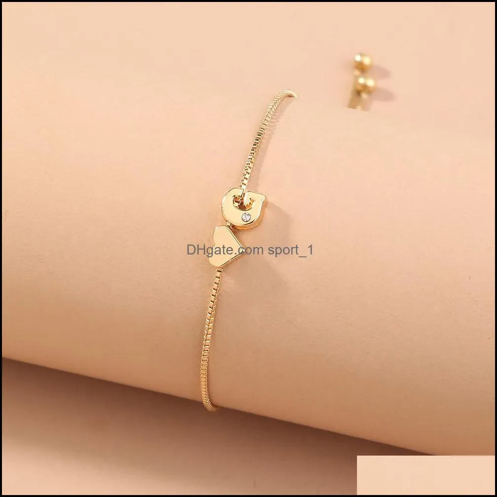 letter charms bracelets for women cubic zirconia adjustable chain wristband wedding party jewelry bracelet bangle q345fz