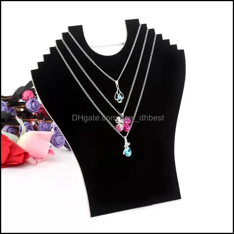 necklace bust jewelry pendant chain display holder stand neck easel showcase black color