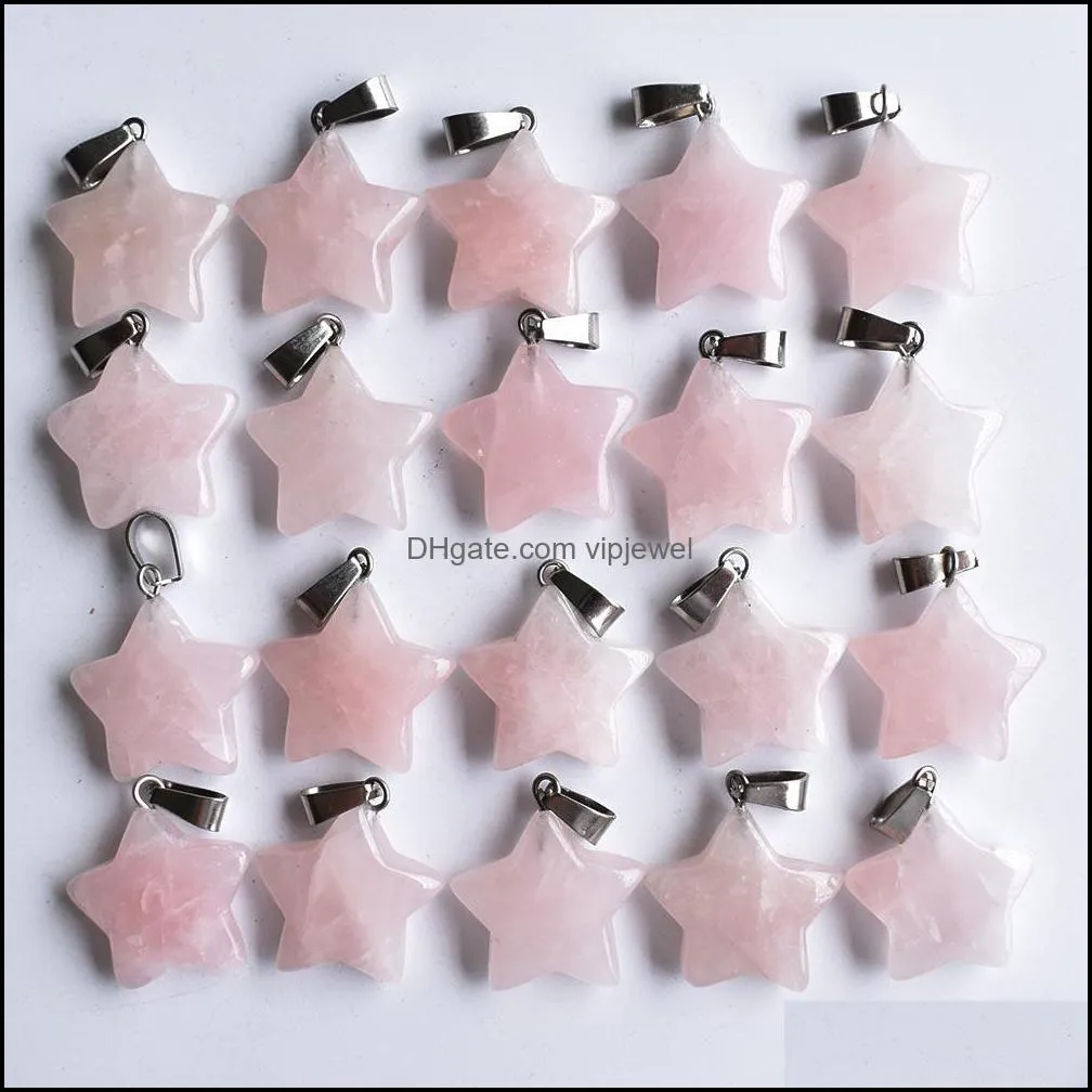 natural stone water drop cross star pink pink quartz healing pendants charms diy necklae jewelry accessories making