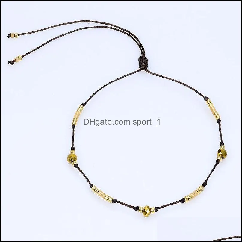 waterproof adjustable boho bracelets crystal bead braided string bangle jewelry gifts for women teen girls q586fz