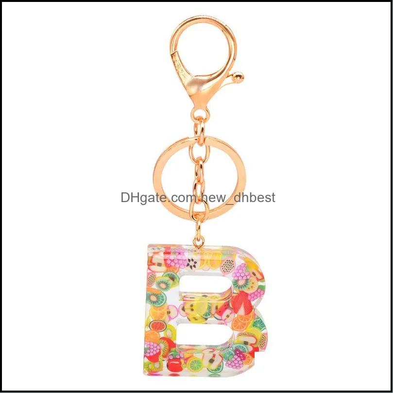 cute colorful letter keychain for women girl charm accessories 26 english initial acrylic key chain ring car handbag purse decor