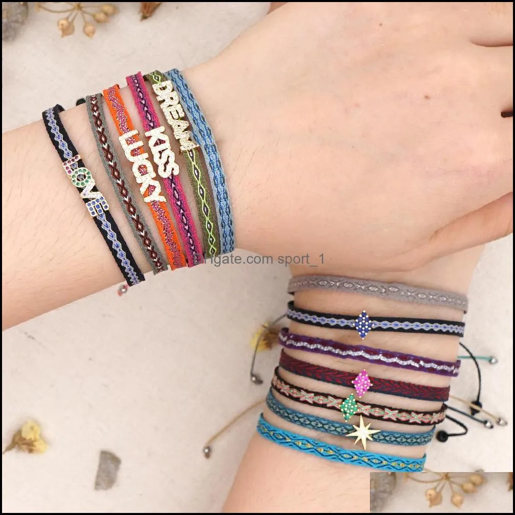 weave braided crystal bracelet beach vintage adjustable rope string bangle ethnic friendship bracelets wristband b38a